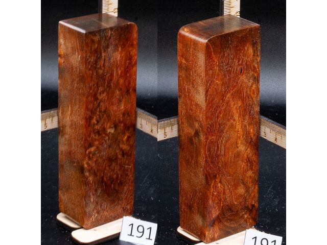 Брусок стабилизированной древесины карельская береза в оранжевом. (191), заготовка для творчества или рукояти ножа