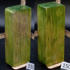 Брусок стабилизированной древесины береза прямослойная салатово-зеленая переливы. (150), заготовка для творчества или рукояти ножа