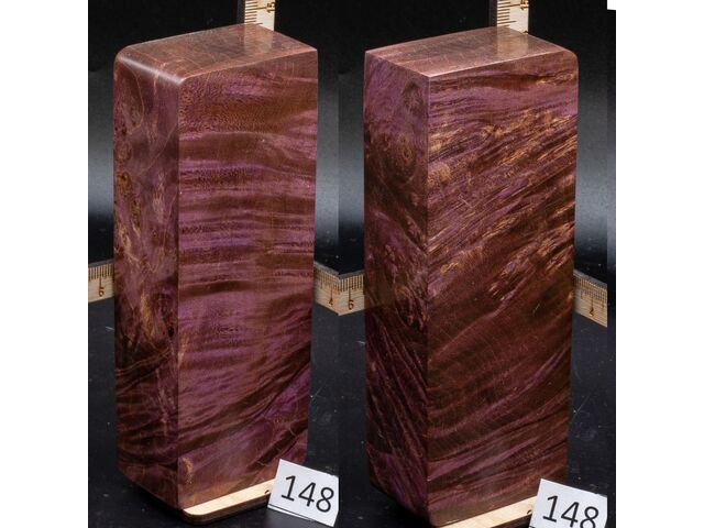 Брусок стабилизированной древесины стеганный клен, кавказ. темно бардовый. (148), заготовка для творчества или рукояти ножа