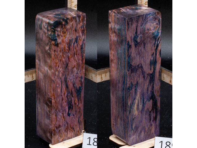 Брусок стабилизированной древесины карелка в бледно фиолетовом цверет (189), заготовка для творчества или рукояти ножа