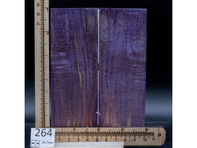 Брусок стабилизированной древесины ясень в фиолетовом. см. трещины вверху. (264), заготовка для творчества или рукояти ножа