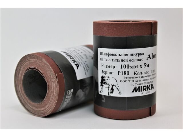 Шлифовальная бумага (наждачная) на тканевой основе Alox 100мм х 5м, зерно Р180