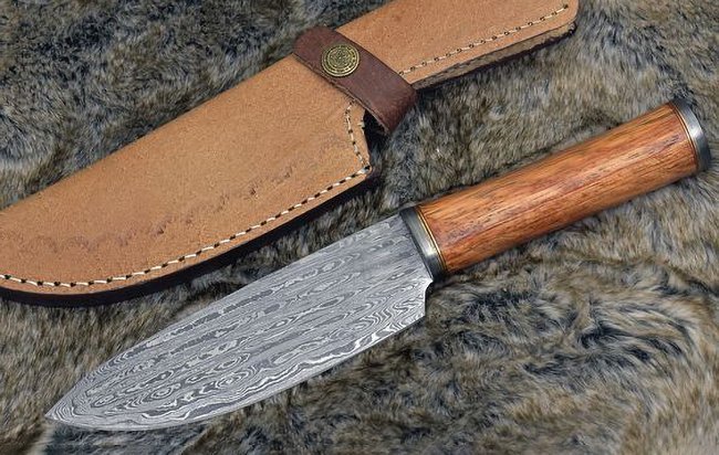 кухонный нож с рукоятью из древесины меранти
