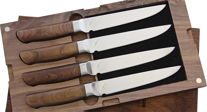 набор кухонных ножей с рукоятями из древесины американского ореха