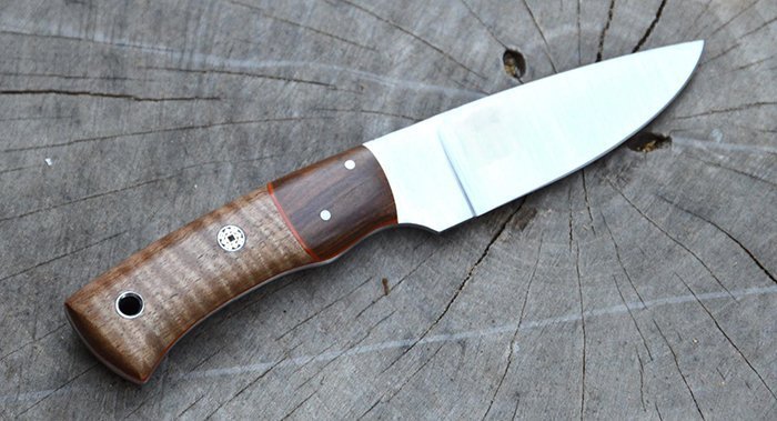 нож с накладной рукоятью из древесины анегри