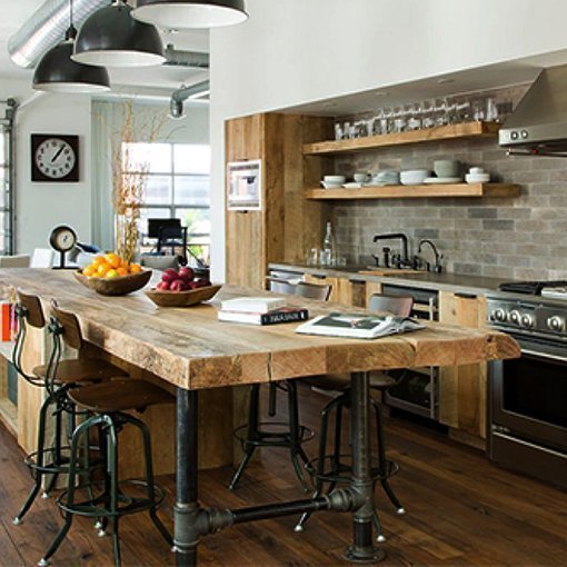 кухонная мебель из древесины и металла