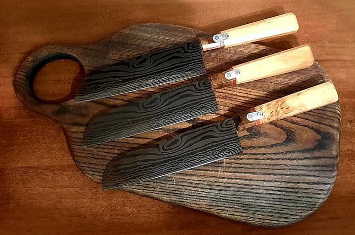 кухонные ножи с деревянными рукоятями