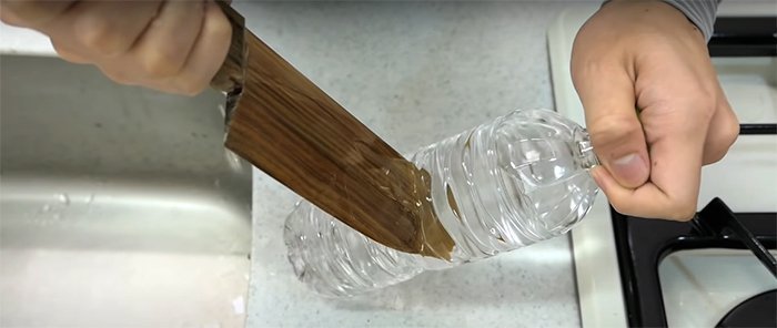 кухонный нож сделанный целиком из древесины бакаута