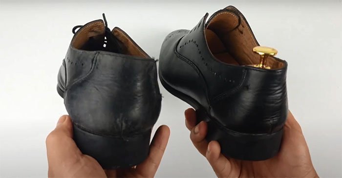 Кожаные ботинки отреставрированные с помощью жидкой кожи